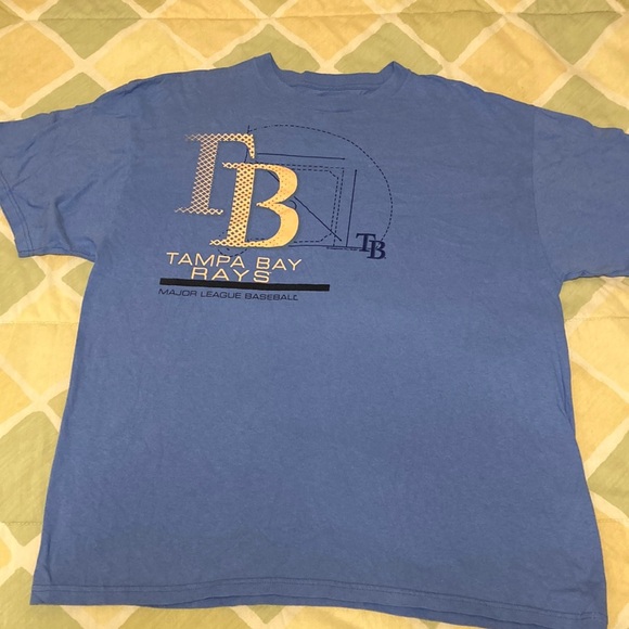 Powder Blue Crew Neck Short Sleeve Tee with Copper Design - Picture 1 of 6